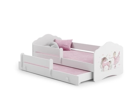 Cama dupla 160 x 80 com colchões e estrados incluídos Kobi Wave Girl with a unicorn