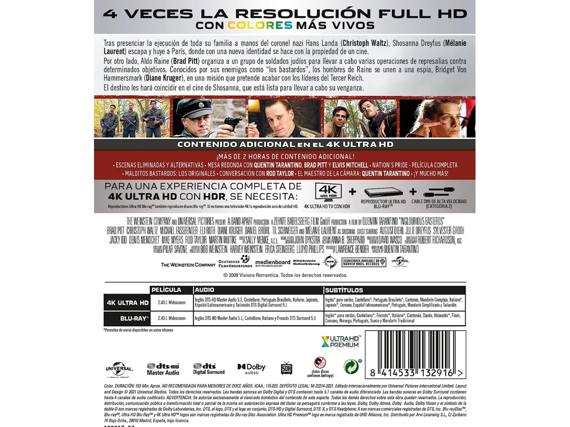 Blu Ray Inglourious Basterds 4K Ultra Hd - Malditos Bastardos | Worten.pt