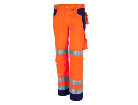 Calças de Trabalho QUALITEX WORKWEAR Pro Reflective Safety Tecido Misturado (Laranja e Azul - Tam: 70)