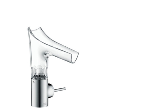 Misturadora de Lavatório Monocomando HANSGROHE Axor Starck V 140 com Bica de Vidro e Descarga Rápida Corte Facetado Cor: Óptica de Ouro Escovado