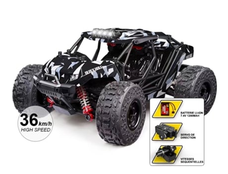 TECHKIDZ Carro de Controlo Remoto 36Km/H Modelo Monster Black Preto