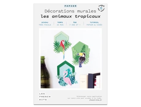 Caixa de Papel Faça Você Mesmo 3 Decorações de Parede Tropical Les French Kits