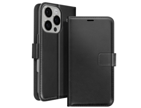 Capa com Cordão Aba Proteção Mão para iPhone 16 Pro MAYAXESS Pele Preto