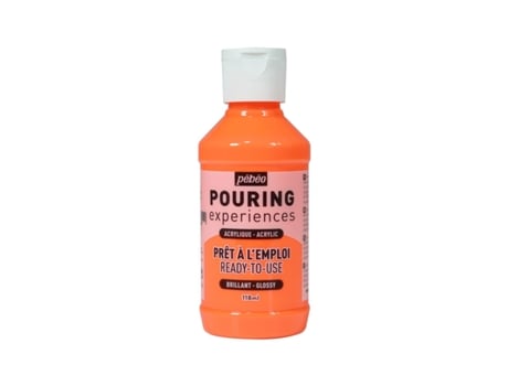 Tinta Acrílica PÉBÉO Brilhante para Derramar (Laranja Neon 118 ml)