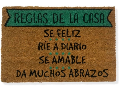 Tapete de Entrada KOKO DOORMATS Reglas de la Casa (Castanho - 60 x 40 x 1,50 cm - Fibra de Coco e PVC)