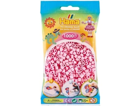 Jogo de Mosaicos HAMA Pack de Contas de Plástico Midi Soft Pink (1000 Peças - Rosa)