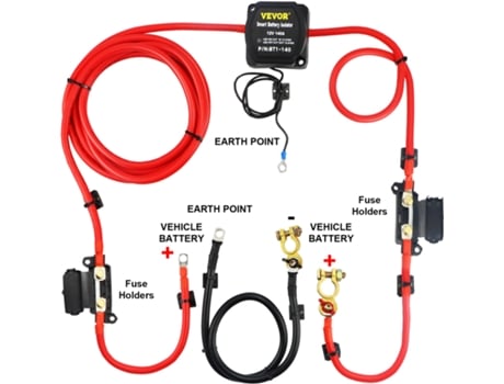 Kit de Relé de Carga Dividida Relé de Detecção de Tensão VEVOR 4 Mtr 12V  140Amp