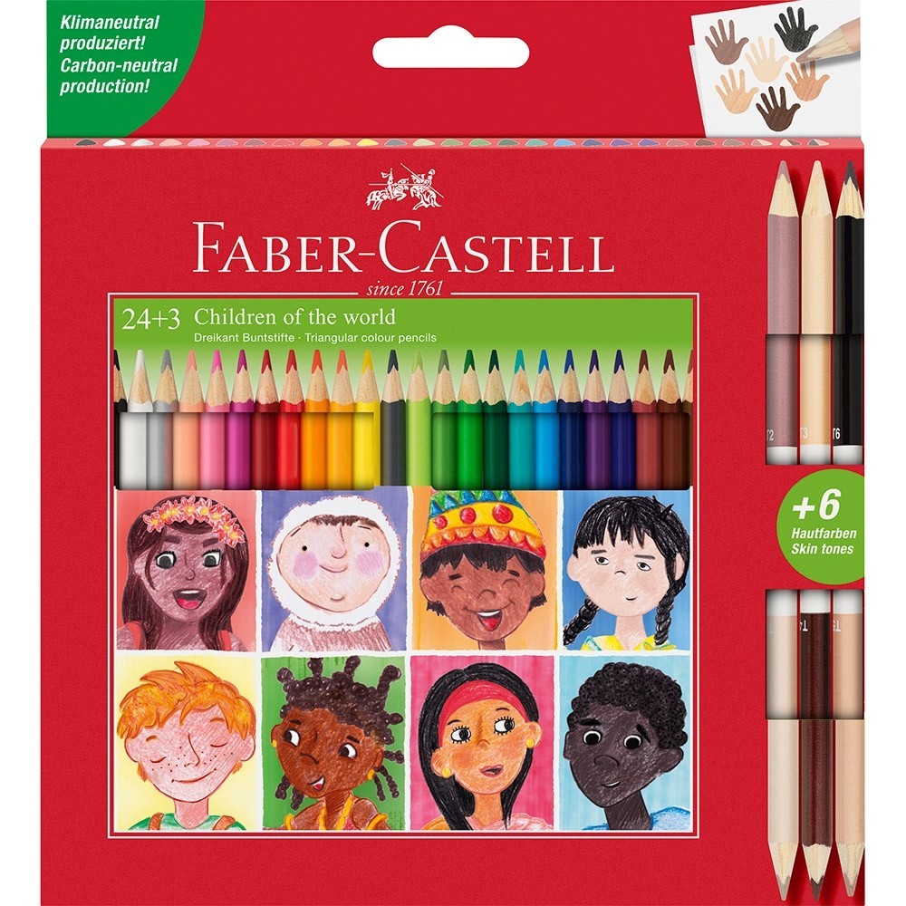 Caixa Lápis Cor Faber-Castell C/ 24 Unidades + 3 Bicolor Tons de Pele