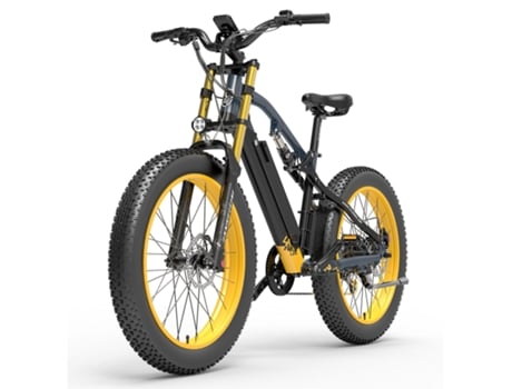 Bicicleta Elétrica LANKELEISI Rv700 40Km/H 1000W Motor Pneus 26'' 48V16Ah Amarelo