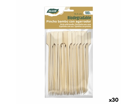 Palitos de Bambu Algon 13,5 cm Conjunto 100 Peças (30 Unidades)