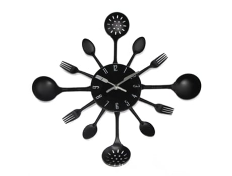 Relógio de Parede MISHA DIY Utensílios de Cozinha (Preto)