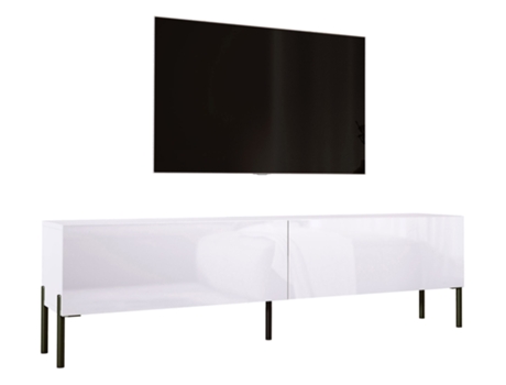 Móvel de Tv em Branco Mate / Branco Brilhante com Pés Retos em Preto D: L: 170 Cm A: 52 Cm D: 32 Cm 3XELIVING