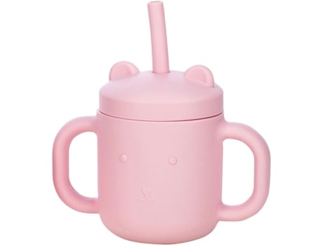 Copo de Silicone com Alças e Palhinha FREEON Pink