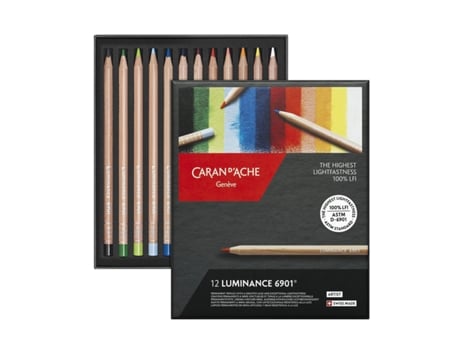 Lápis Carand´Ache Luminance 6910 Caixa Cartão 12 Cores