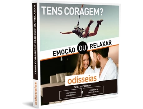 Pack Presente Odisseias - Tens Coragem? Emoção ou Relaxar | Experiência de Spa ou Aventura para 1 ou 2 Pessoas