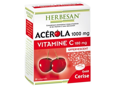 Acerola 1000 Mg Vitamina C 180 Mg Efervescente 30 Comprimidos HERBESAN