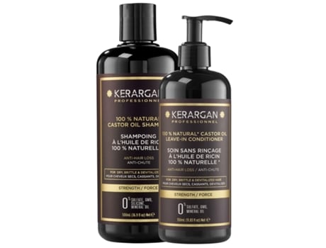 KERARGAN Duo Anti-Queda Shampoo e Leave-In Óleo de Rícino 500Ml 350Ml