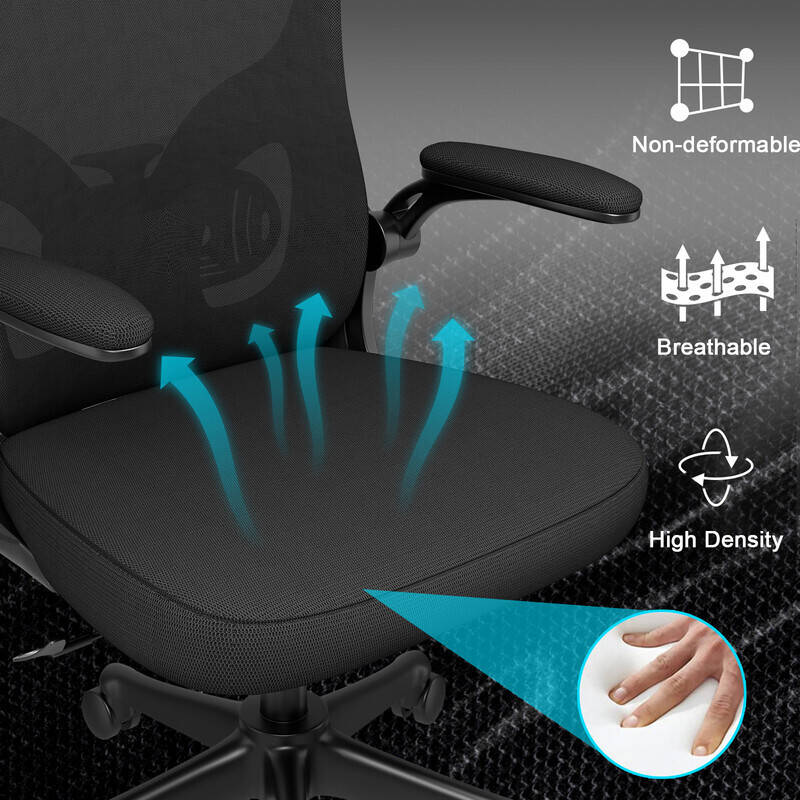 Cadeira de Escritório Ergonómica com Apoio NASPALURO Costas Altas e Apoio  de Braço Rebatível a 90°-120°