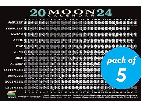 Livro 2024 Moon Calendar Card de Kim Long (Inglês)