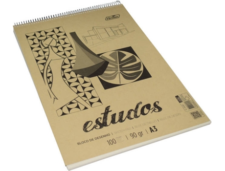 Bloco de Desenho Estudos e Esboços Premium, A3, 90 g/m², 100 Folhas