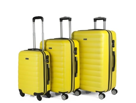 Conjunto 3 Malas de Viagem ITACA Rígida e Extensivel (35/70/100 L - Amarelo)