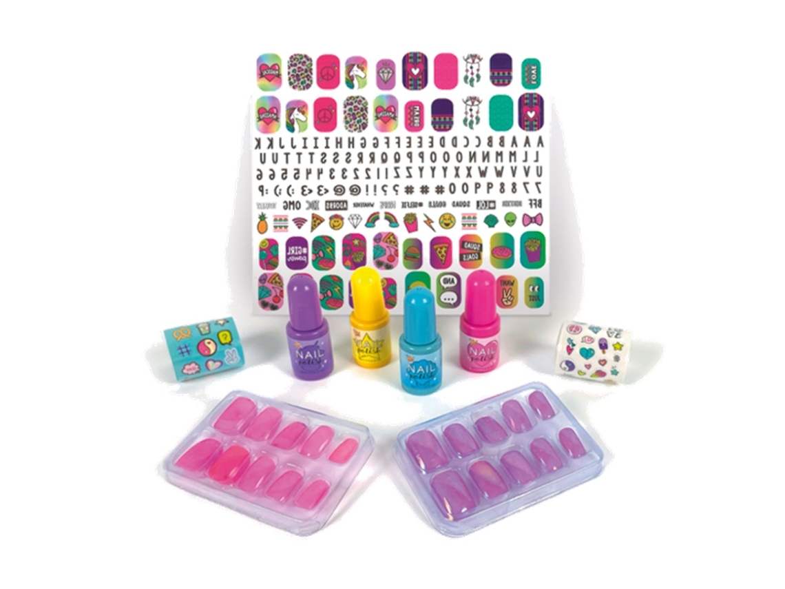 Clementoni - Conjunto de unhas brilhantes Crazy Chic no escuro ㅤ