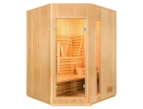 MPCSHOP SINED SAUNAVAPORE ZEN_3C Madera Abeto Canadiense Sauna vapor angular con Estufa 3/4 asientos