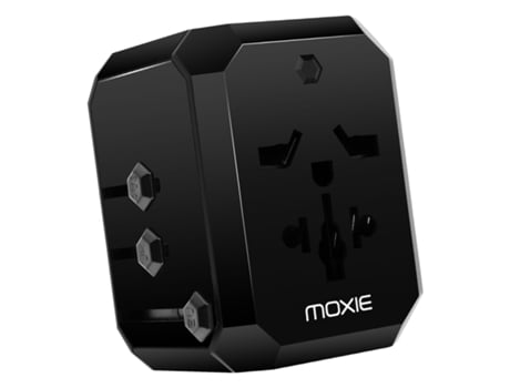 Adaptador de Ficha Universal Ue / Usa / Uk / Aus + 3 Usb + 1 Usb C Moxie Preto MOXIE