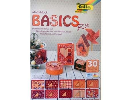 30 Folhas de Papel Criativo  Basics Vermelho