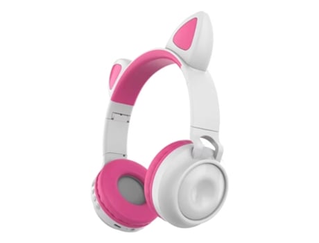 Auscultadores Cat Ear Wireless Headphones Almofadados New Sciense Bt-028 Rosa Choque