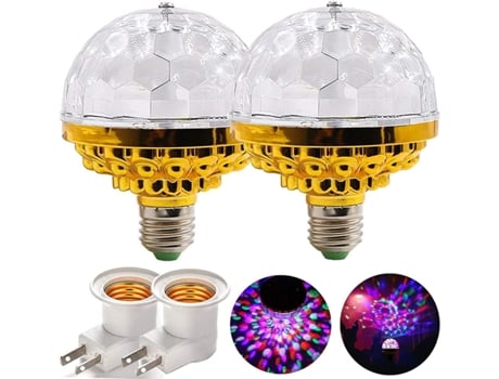 2 Peças de Luz de Discoteca MMINGY com Soquetes Led Rgb Lâmpada de Festa Estroboscópica