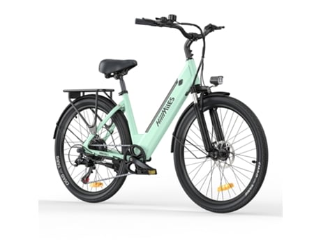 Bicicleta Elétrica HILLMILES Milecity 1 Alcance 80Km Bateria 36V13Ah Motor 250W com Amortecedor Dianteiro Shimano 7 Marchas Verde