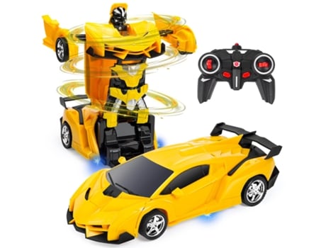 Transform Robot Rc Car 2.4Ghz 362 Rotation Stunt Transforming Car Amarelo