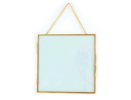 Moldura de vidro vintage - quadrada com corrente de metal - 20 x 20 cm Graine Créative