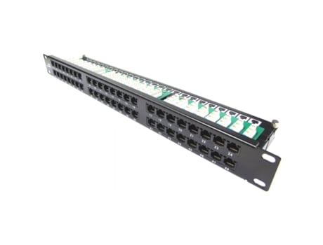 Painel de remendo de 1U 48 RJ45 UTP Cat.5e preto  RACKMATIC