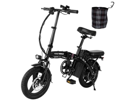 Bicicleta Elétrica HONEYWHALE S6-S 14-Inch 250W 48V 10.4Ah Bateria 35Km/H Velocidade Máxima Travão de Disco Duplo Preto