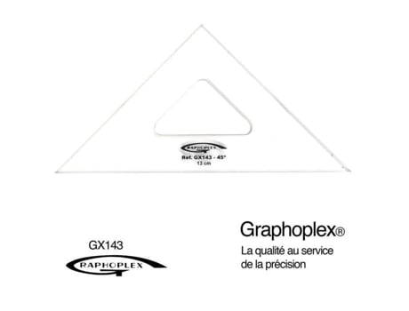 Quadrado 45° 3 arestas retas 13 cm - Graphoplex cor