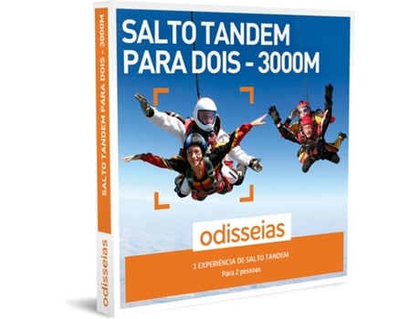 Pack Presente Odisseias - Salto Tandem a 3.000 Metros para Dois - Experiência de Aventura para 2 pessoas