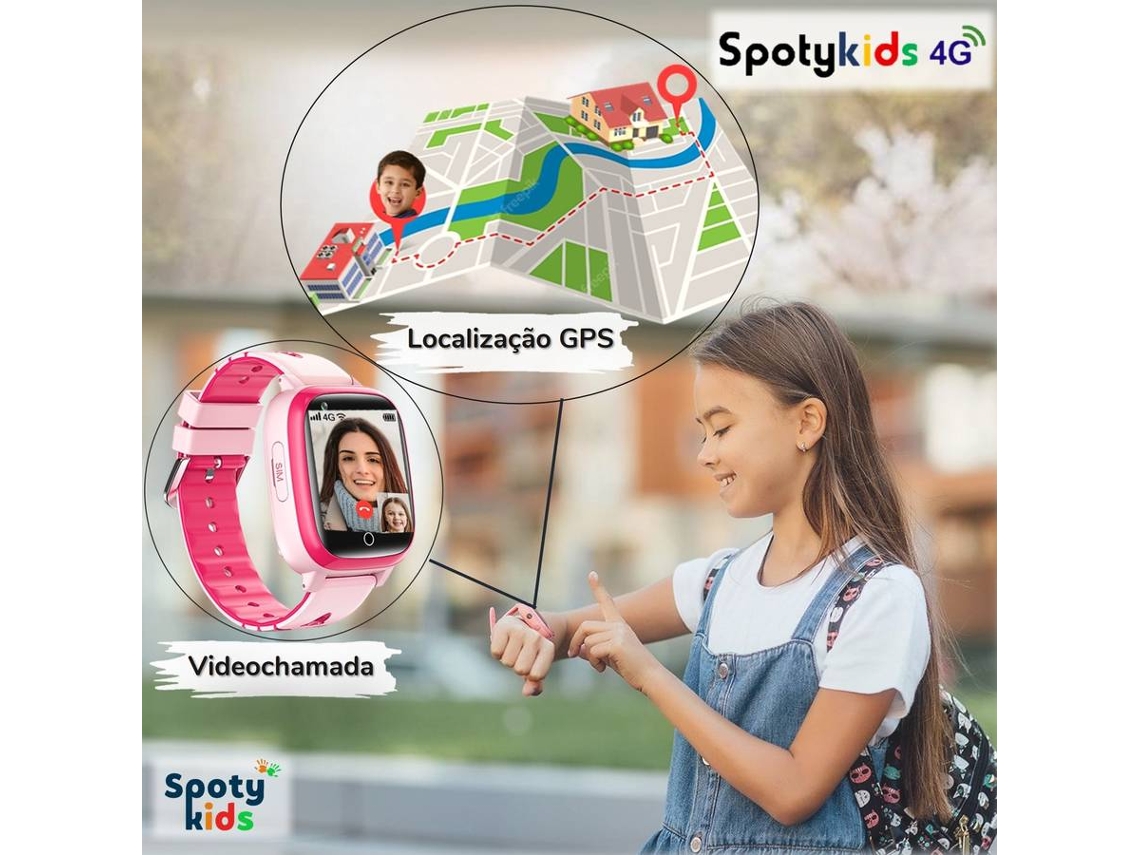 Relógio Smartwatch Criança SPOTYKIDS Jogos e Músicas (Rosa)