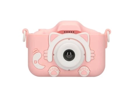 Câmera Digital de Foto e Vídeo CP X5 Kids Hd 1080P com Capa de Borracha Slot para Cartão Microsd 2 '' Lcd Pink Cat