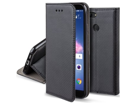 Capa Inteligente para Huawei Huawei P Smart MOOZY Magnética com Porta-Cartões Preto