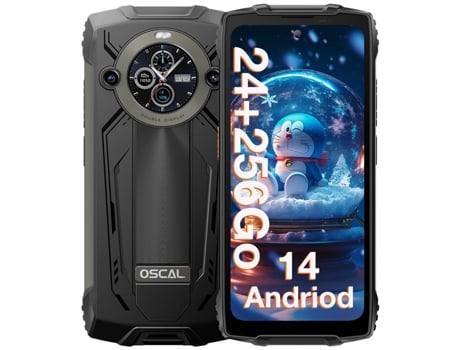 Smartphone Robusto OSCAL Pilot2 256Gb 6 5 120Hz 50Mp 8800Mah Telemóvel Ip68 Nfc Gps Dual Sim Preto