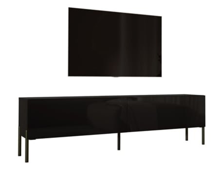 Móvel de Tv em Preto Mate / Preto Brilhante com Pernas Retas em Preto D: L: 170 Cm A: 52 Cm D: 32 Cm 3XELIVING