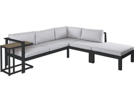 Conjunto de Sofás de Jardim LOLAHOME Canto e Mesa Lateral Agnes (Grafite - Alumínio)