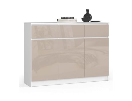 Cómoda Três Tiroirs Portas Seis Étagères Éclat 3XE LIVING Painel de partículas Branco (99x138x40)