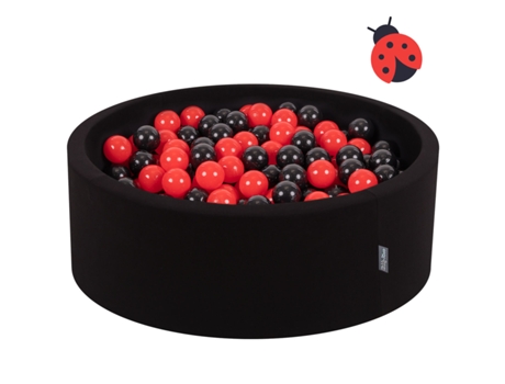 Piscina de Bolas com Bolas Coloridas 90X30Cm/300 Bolas 7Cm para Bebés Crianças Redondas Joaninha:Preto/Vermelho KIDDYMOON