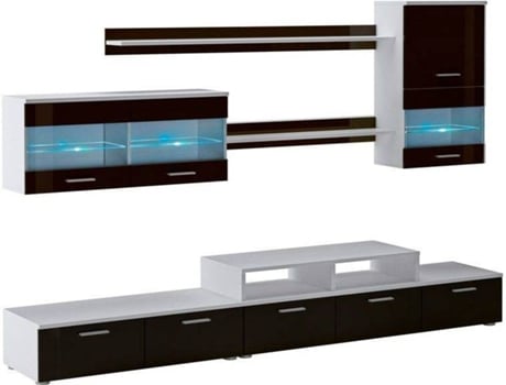 Móvel de TV SELECTIONHOME Branco - Preto (Melamina - 250 x 194 x 42  cm)