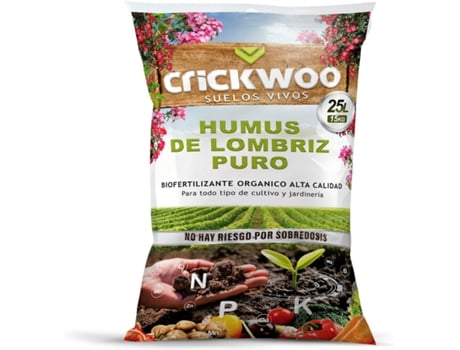 100% Húmus de Minhoca – 25 L – 15 Kg CRICKWOO