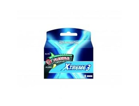 Wilkinson Sword Xtreme 3 Cargador de 8 Cuchillas de Afeitar Masculinas Con Tres Hojas Flexibles e Inclinadas