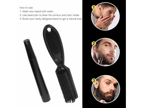 ONE - Kit de enchimento de lápis de barba preto para homens caneta de enchimento de escova de barba FAFEICY